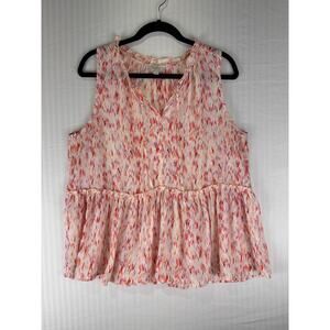 LOFT Sleeveless Blouse Women’s Size Large Peplum Flowy Fairy Whimsical Angelic